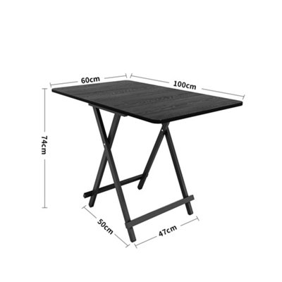 Outdoor Rectangular Black MDF Wooden Tabletop Folding Table Foldable Table with Metal Leg 60X100CM