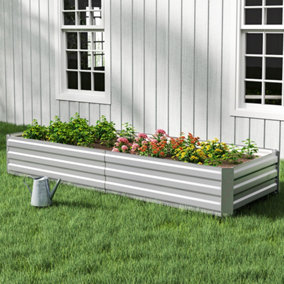 Outdoor Rectangular Metal Raised Garden Bed Flower Vegetable Plant Seeds Bed