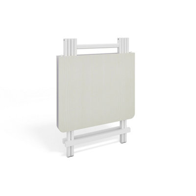 Outdoor Rectangular White MDF Wooden Tabletop Folding Table Foldable Table with Metal Leg 600X1000 mm