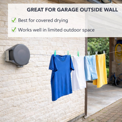 Outdoor Retractable Clothes Line 15m Heavy Duty Washing Line with Pins ...