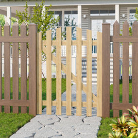 Outdoor Rhombus Wooden Garden Gate Fence Patio Gate Yard Entrance Way Door Security Barrier 120cm(H)