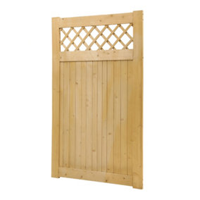 Outdoor Rhombus Wooden Garden Gate Fence Security Barrier Patio Gate Yard Entrance Way Door 90cm W