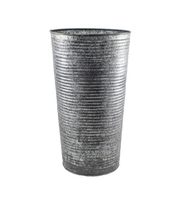 Outdoor Ribbed Galvanised Vase H50cm