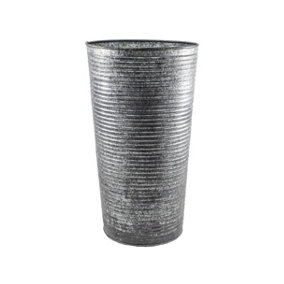 Outdoor Ribbed Galvanised Vase H50cm
