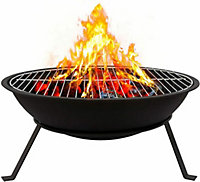 Outdoor Round Fire Pit and BBQ Bowl