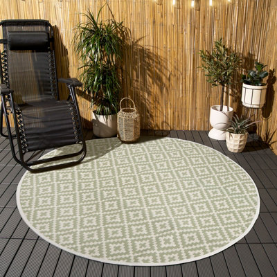 Outdoor Rug Garden Geometric Round Waterproof Area Mat