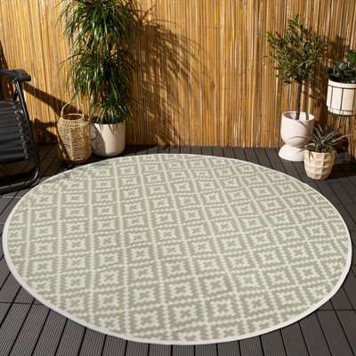Outdoor Rug Garden Geometric Round Waterproof Area Mat