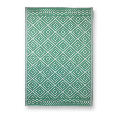 Outdoor Rug in Sage Aztec Design, Made from Recycled Polypropylene ...