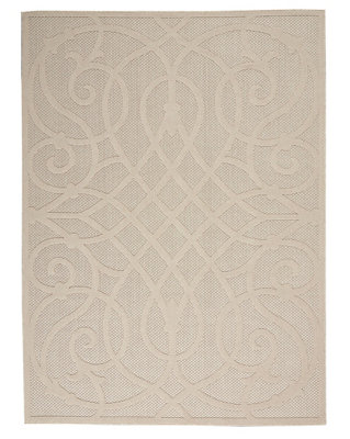 Outdoor Rug, Modern Rug, Optical (3D) DiningRoom Rug, Cream Outdoor Rug, Stain-Resistant Abstract Rug-122cm X 183cm