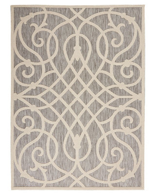 Outdoor Rug, Modern Rug, Optical (3D) DiningRoom Rug, Grey Outdoor Rug, Stain-Resistant Abstract Rug-122cm X 183cm