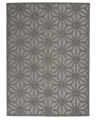 Outdoor Rug, Optical (3D) DiningRoom Rug, Dark Grey Outdoor Rug, Stain-Resistant Kitchen Abstract Rug-122cm X 183cm