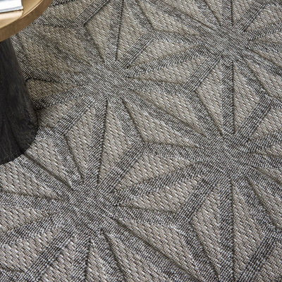 Outdoor Rug, Optical (3D) DiningRoom Rug, Dark Grey Outdoor Rug, Stain-Resistant Kitchen Abstract Rug-239cm X 300cm