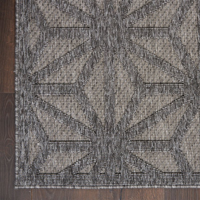Outdoor Rug, Optical (3D) DiningRoom Rug, Dark Grey Outdoor Rug, Stain-Resistant Kitchen Abstract Rug-239cm X 300cm