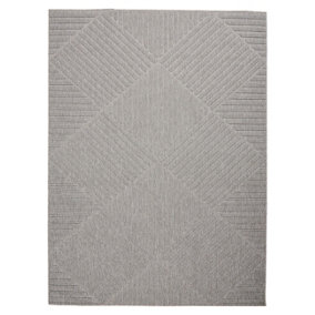 Outdoor Rug, Optical (3D) DiningRoom Rug, Light Grey Outdoor Rug, Stain-Resistant Kitchen Abstract Rug-122cm X 183cm