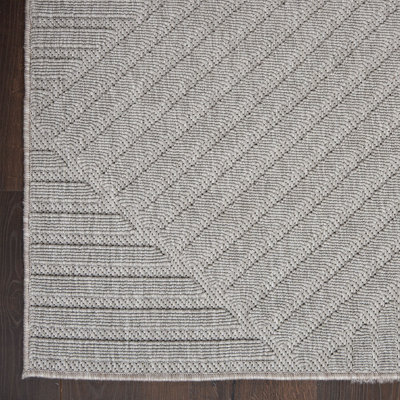 Outdoor Rug, Optical (3D) DiningRoom Rug, Light Grey Outdoor Rug, Stain-Resistant Kitchen Abstract Rug-160cm X 221cm