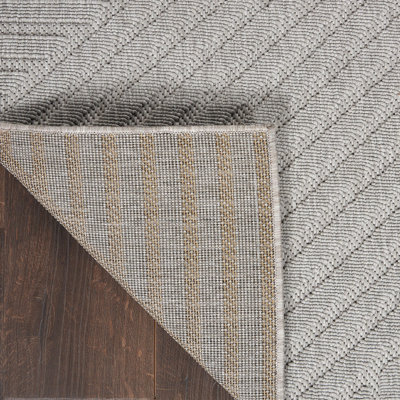 Outdoor Rug, Optical (3D) DiningRoom Rug, Light Grey Outdoor Rug, Stain-Resistant Kitchen Abstract Rug-160cm X 221cm