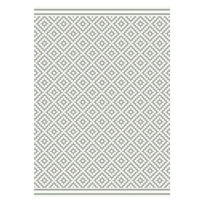Outdoor Rug, Stain Resistant Geometric Rug, 4mm Thick Grey Outdoor Rug, Flatweave Rug, Modern Outdoor Rug-80cm X 150cm