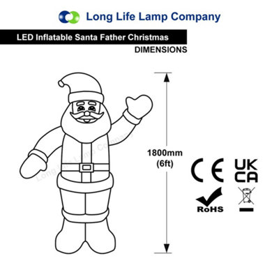 Outdoor Santa Claus Self Inflating with Plug 6ft Father Christmas LED ...