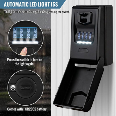 Outdoor Secure Key Box Large Waterproof Wall Mounted Key Box With Hooks ...