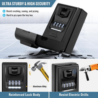 Outdoor Secure Key Box Large Waterproof Wall Mounted Key Box With Hooks ...