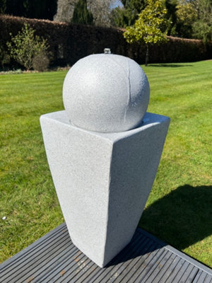 Outdoor Self Contained Round Ball On Vase Feature with LED Lights in ...