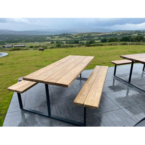 Outdoor Slatted Picnic Table with Fixed Benches - 2.8m
