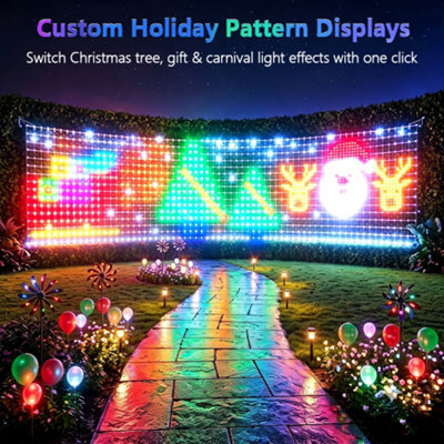 Outdoor Smart Net Lights 1.6x3.2m, DIY Functions with Preset Holiday ...