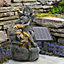 Outdoor Solar Fountain Cascade Statue Garden Water Feature Pump Light