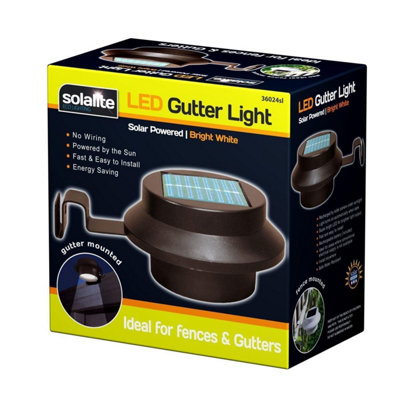Outdoor Solar LED Fence Gutter Lights Super Bright 3 LED Dusk Sensor ...