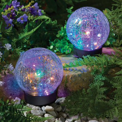 Outdoor Solar Lights Set Of 2 - Stake In The Ground Or Display On A Table, Multi-Coloured, Automatic Lighting at Dusk