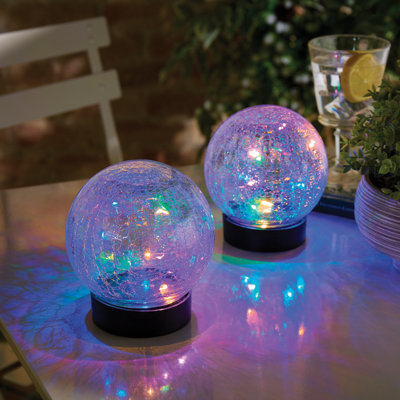 Outdoor Solar Lights Set Of 2 - Stake In The Ground Or Display On A Table, Multi-Coloured, Automatic Lighting at Dusk