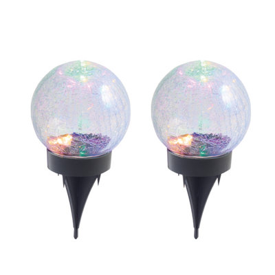 Outdoor Solar Lights Set Of 2 - Stake In The Ground Or Display On A Table, Multi-Coloured, Automatic Lighting at Dusk