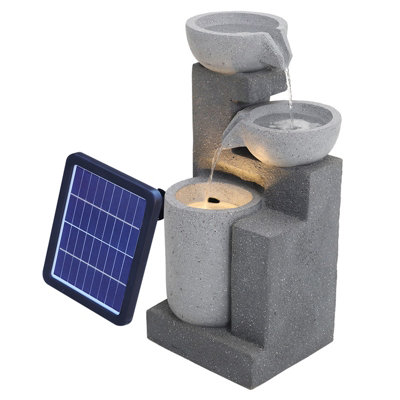Outdoor Solar Power Garden Water Feature Fountain Rockery Decor with LED Lights 72cm