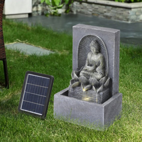 Outdoor Solar-Powered Buddha Water Fountain Garden Decor 25 cm W x 17.5cm D x 39.5cm H