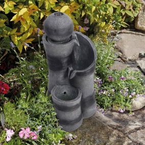 Outdoor Solar Powered Cascading Water Feature  Garden Layered LED Fountain  Ornament Statue Fountain 58cm H