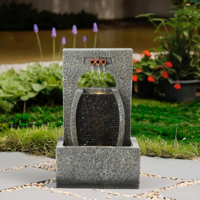 Outdoor Solar Powered Cascading Water Feature Garden Layered LED ...