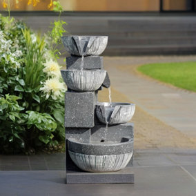 Outdoor Solar Powered Cascading Water Feature Garden Layered LED Fountain Outdoor Ornament Statue Fountain 46.5 cm H