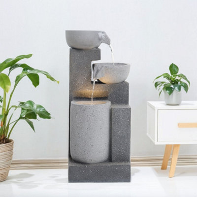 Outdoor Solar Powered Cascading Water Feature  Garden Layered LED Fountain Outdoor Ornament Statue Fountain 72cm