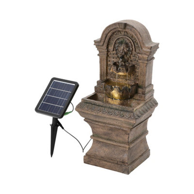 Outdoor Solar Powered Water Fountain Decor with Warm White Light 63cm (H)