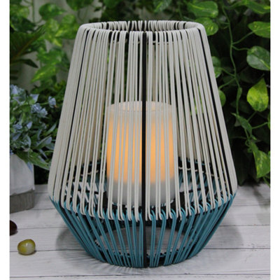 Outdoor Solar Rattan Effect Lantern with LED Candle