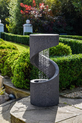 Outdoor Spiral Water Feature Granite H82CM W35CM