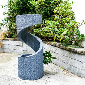 Outdoor Spiral Water Feature - Polyresin - L35 x W35 x H82 cm - Cement