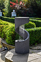 Outdoor Spiral Water Feature - Polyresin - L35 x W35 x H82 cm - Granite