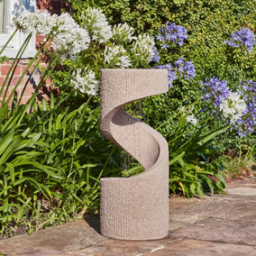 Outdoor Spiral Water Feature - Polyresin - L35 x W35 x H82 cm - Sandstone