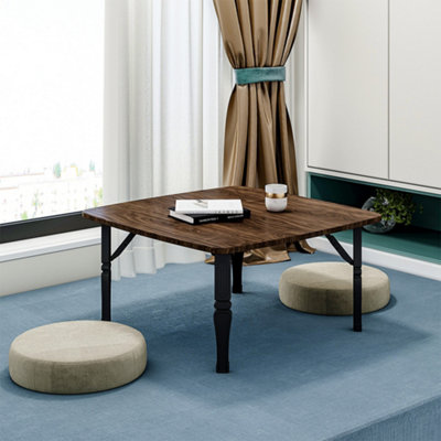 Outdoor Square Black MDF Wooden Tabletop Folding Table Foldable Table with Plastic Leg 70X70CM