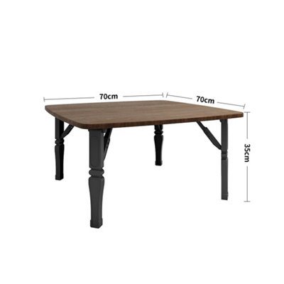 Outdoor Square Black MDF Wooden Tabletop Folding Table Foldable Table with Plastic Leg 70X70CM