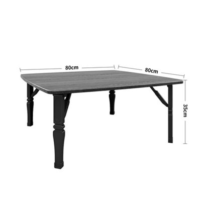 Outdoor Square Black MDF Wooden Tabletop Folding Table Foldable Table with Plastic Leg 800x800 mm