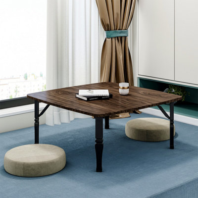 Outdoor Square Black MDF Wooden Tabletop Folding Table Foldable Table with Plastic Leg 800x800 mm