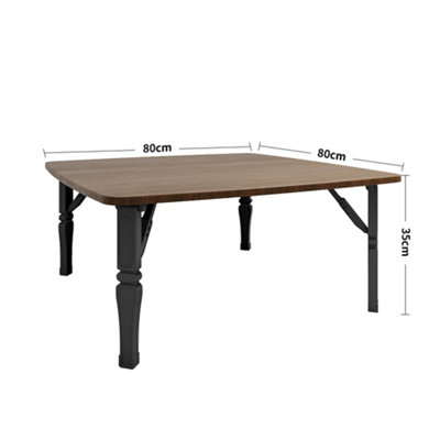 Outdoor Square Black MDF Wooden Tabletop Folding Table Foldable Table with Plastic Leg 800x800 mm