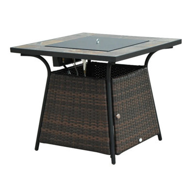 Outdoor Square Rattan Outdoor Table with Heat Burner Heater - 3